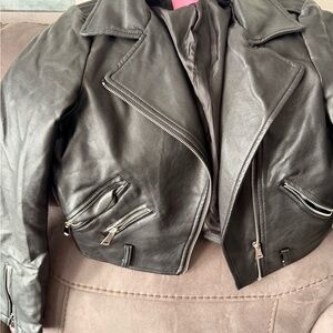 Black Leather Moto Jacket - Classic Zip Biker Style